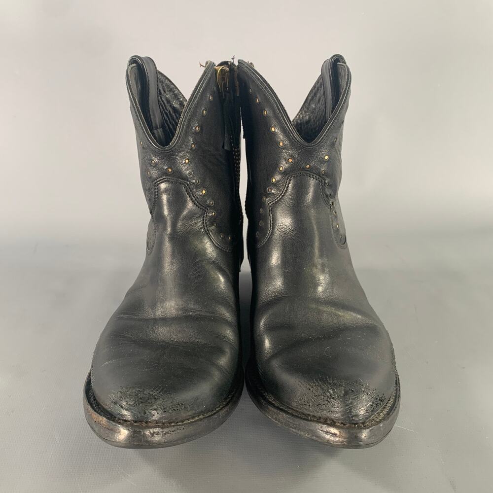 GOLDEN GOOSE Size 8 Black Leather Western Boots - Picture 4 of 8